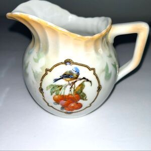Vintage Registered Celebrate Hand Painted Creamer Bird Apples Pattern 3.5”